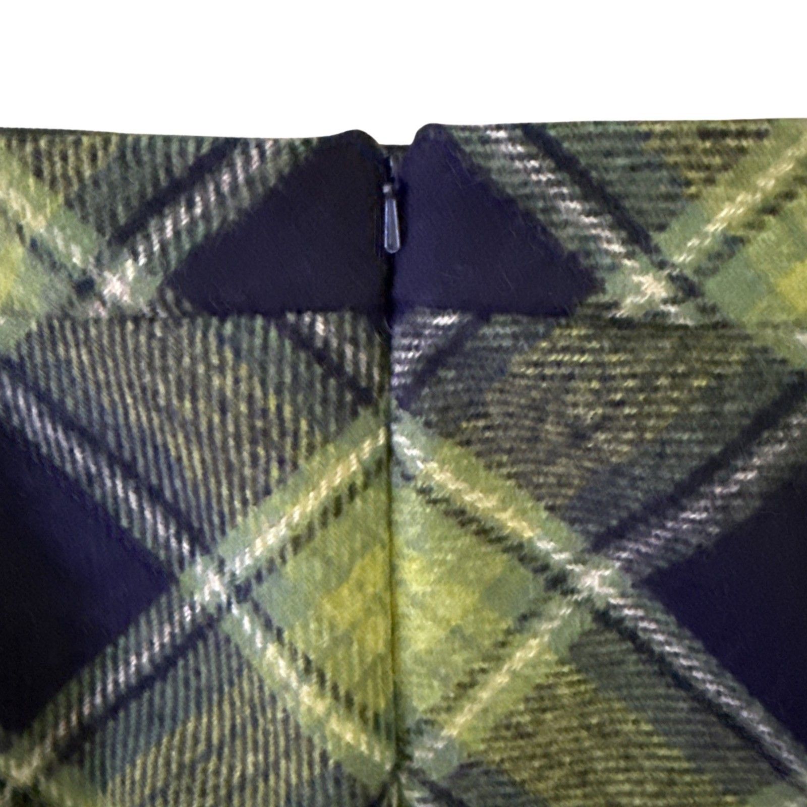 Hobbs London Arianne Wool Skirt Women Sz 8 Moon Tweed Green Navy Diamond Check — image 6 of 8